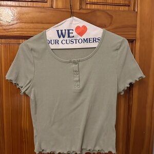 Heart Hips Ribbed Crop Top - Soft Green